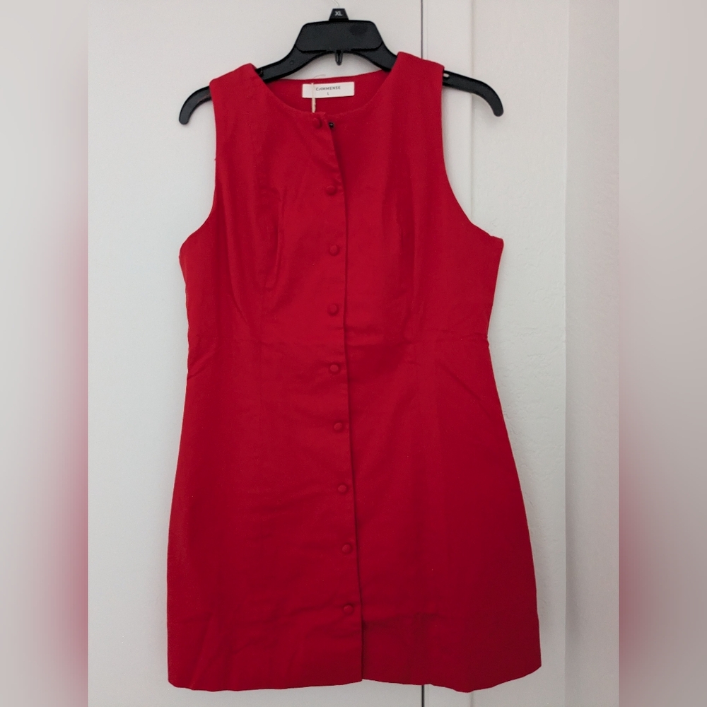 Elegant Red Button-Down Dress
